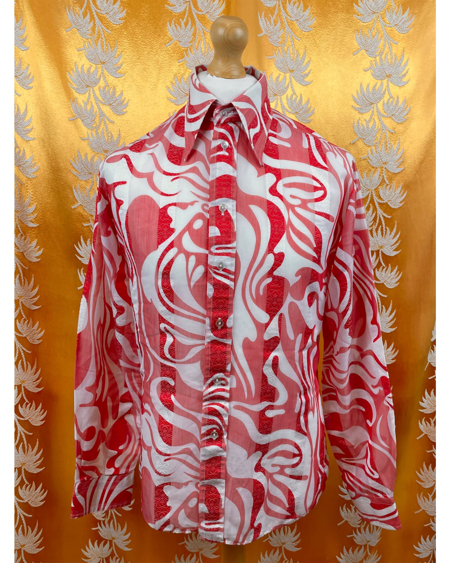 Vintage 1960’s 1970’s Red White Psychedelic Shirt by Double Two