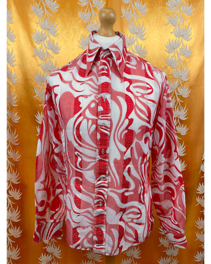 Vintage 1960’s 1970’s Red White Psychedelic Shirt by Double Two
