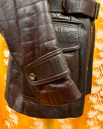 Vintage 1960’s 1970’s Oxblood Beagle Collar Leather Jacket by Paul Blanche