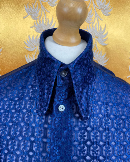 Vintage 1960’s 1970’s Blue Beagle Collar Psychedelic Shirt