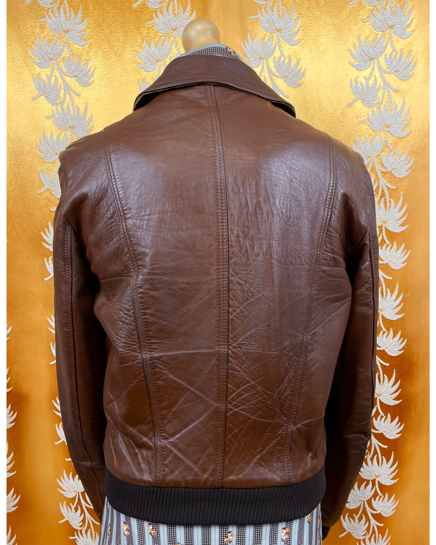 Vintage 1960’s 1970’s Brown Leather Bomber Jacket