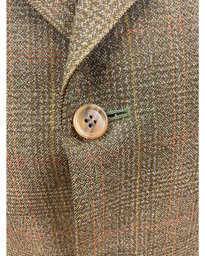 Vintage 1960’s 1970’s Green Plaid Three Button Suit by Maenson
