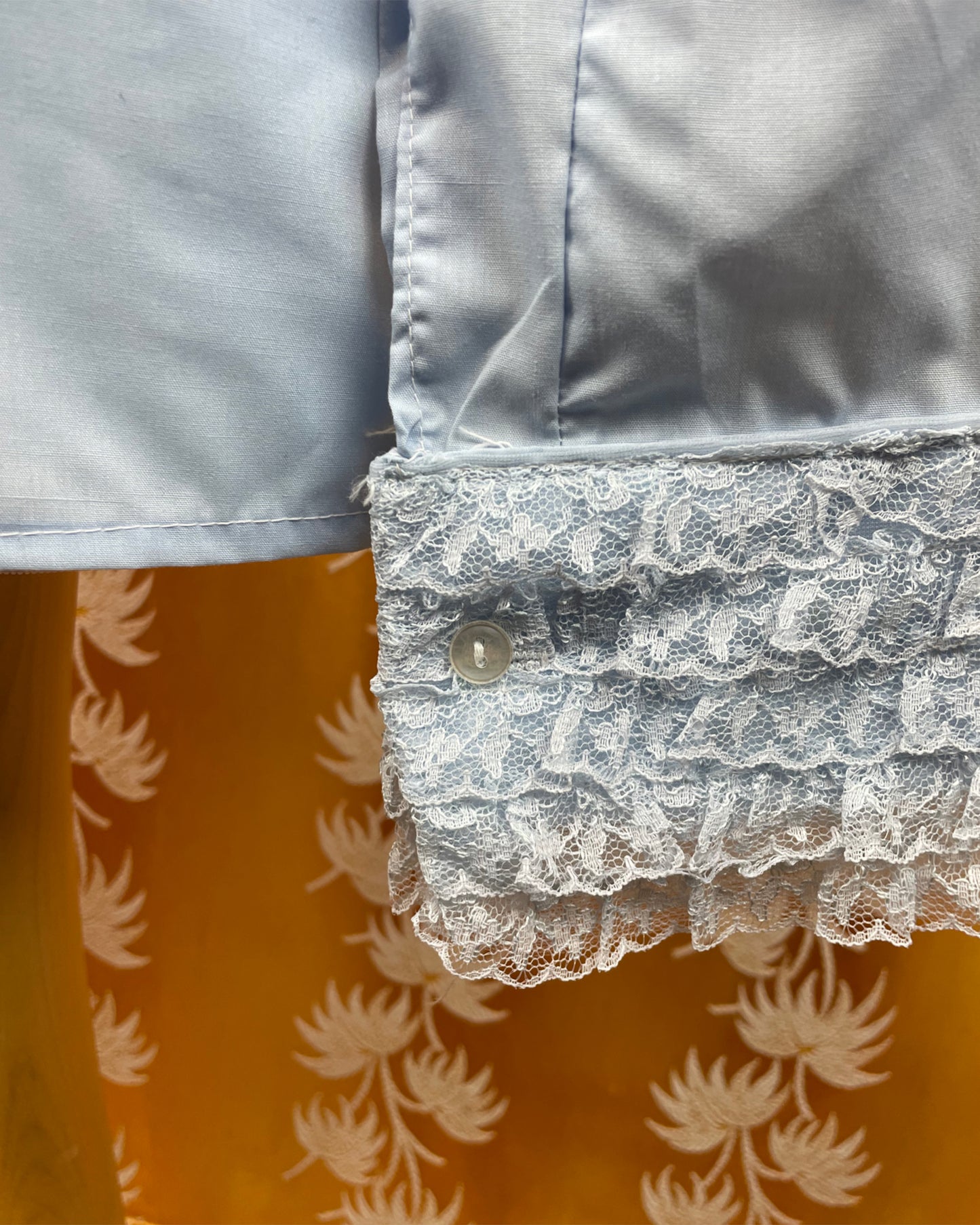 Vintage 1960’s 1970’s Blue Deadstock Ruffle shirt by Terrow