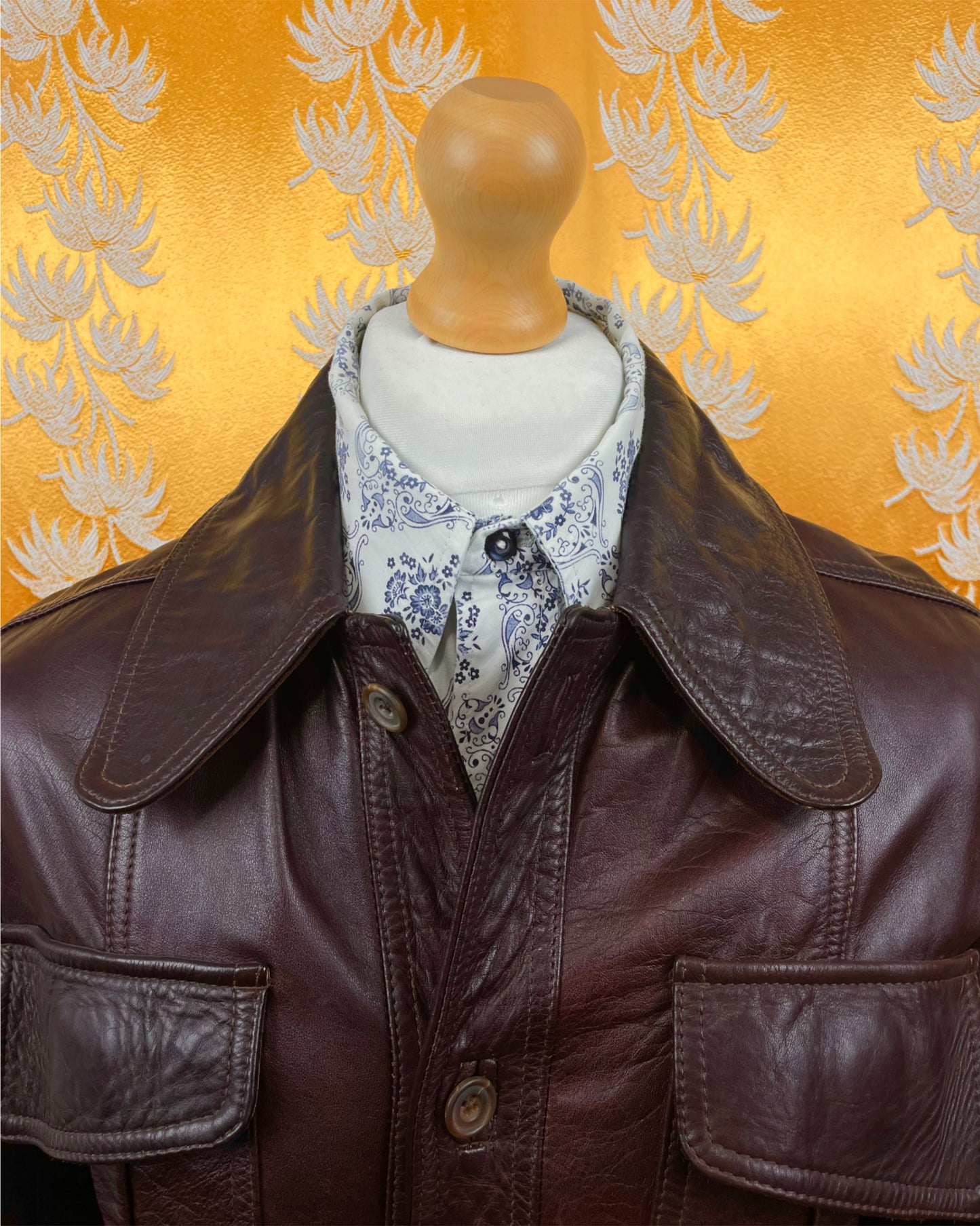 Vintage 1960’s 1970’s Oxblood Beagle Collar Leather Jacket by Paul Blanche