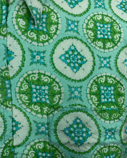 Vintage 1960’s 1970’s Green Pure Silk Psychedelic Mod Shirt by Star of Siam