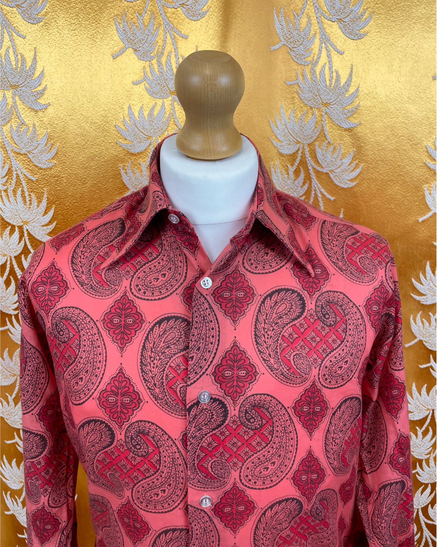 Vintage 1960’s 1970’s Red Paisley Psychedelic Shirt by Winfield