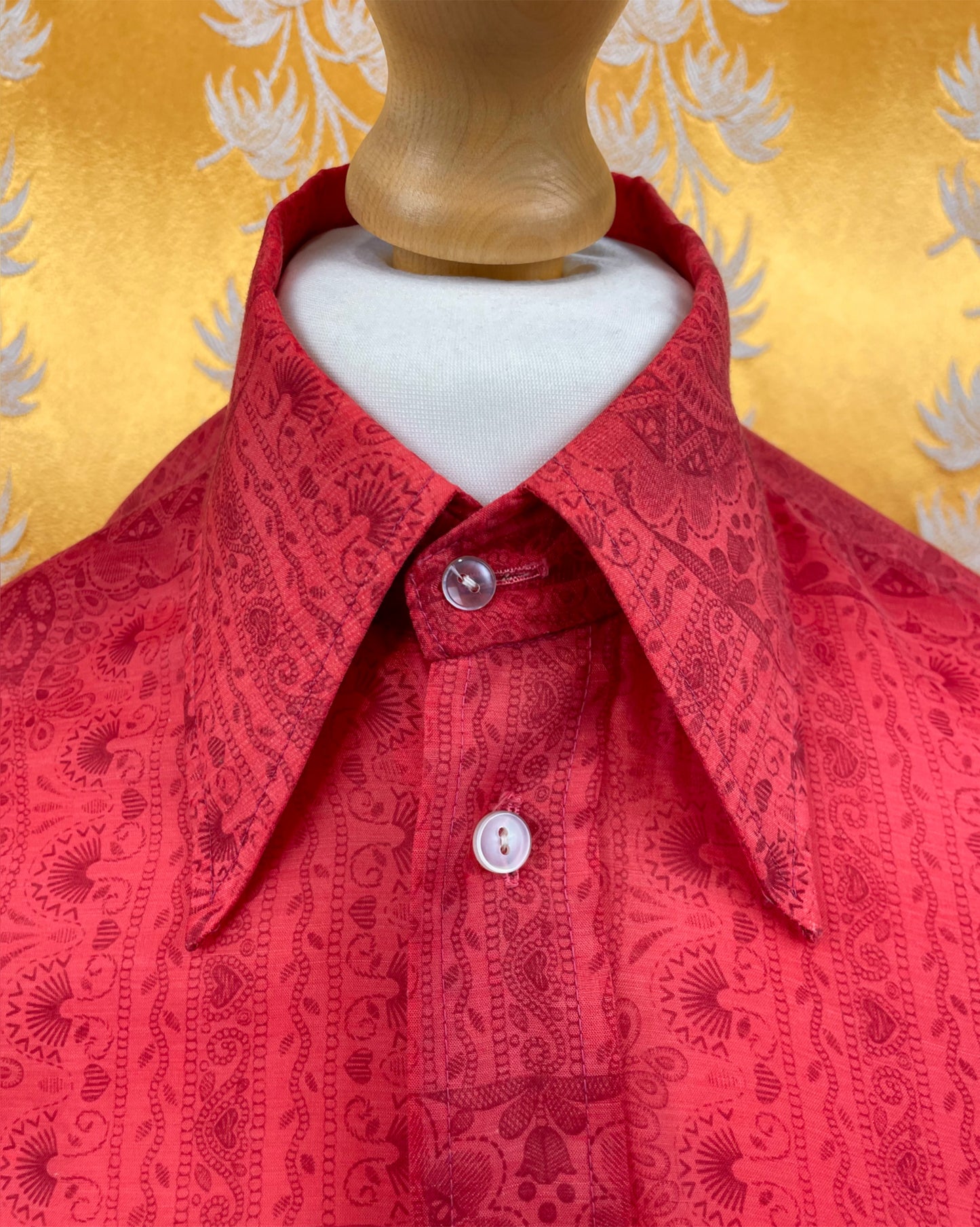 1960’s 1970’s Red Paisley Psychedelic Shirt by Double Two