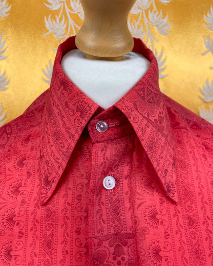1960’s 1970’s Red Paisley Psychedelic Shirt by Double Two