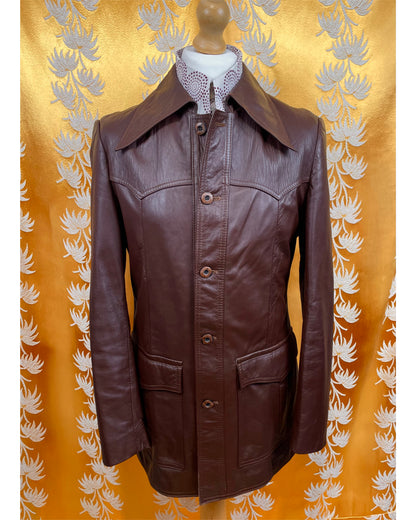Vintage 1960’s 1970’s Dagger Collar Leather Jacket