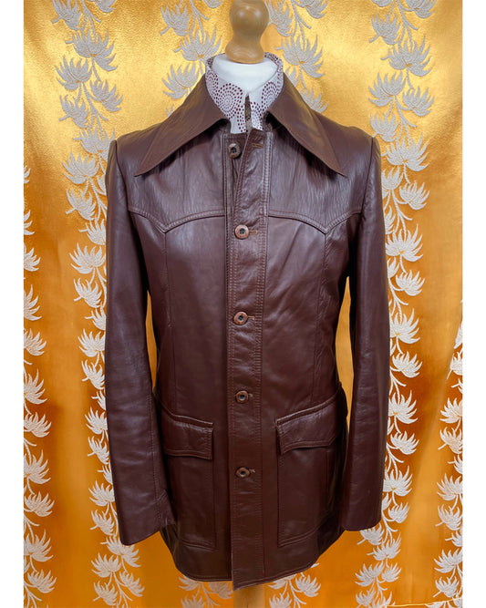 Vintage 1960’s 1970’s Dagger Collar Leather Jacket