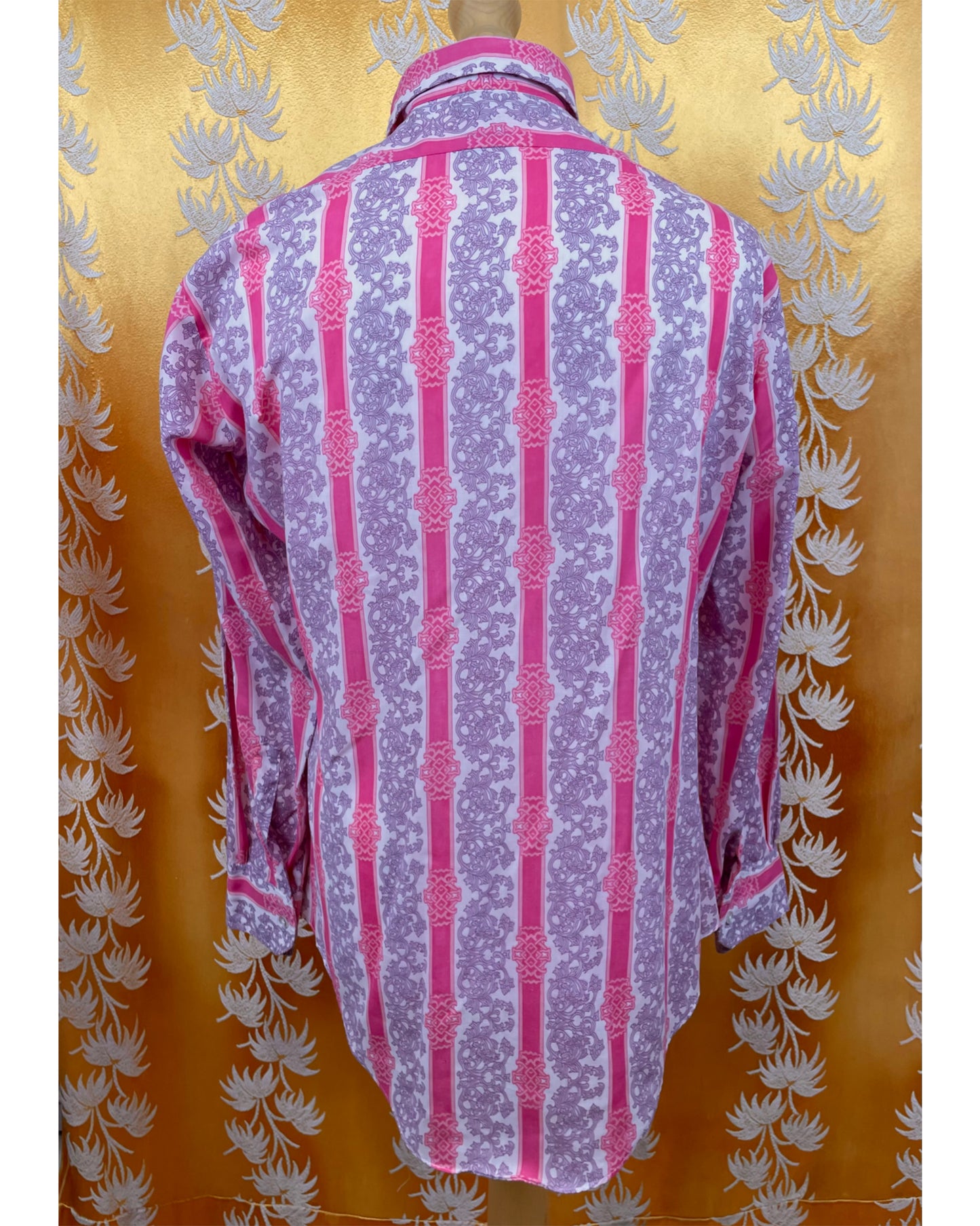 Vintage 1960’s 1970’s Pink Pattern Psychedelic Mod Shirt with Necktie by Winfield