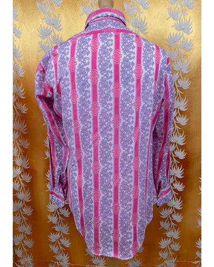 Vintage 1960’s 1970’s Pink Pattern Psychedelic Mod Shirt with Necktie by Winfield